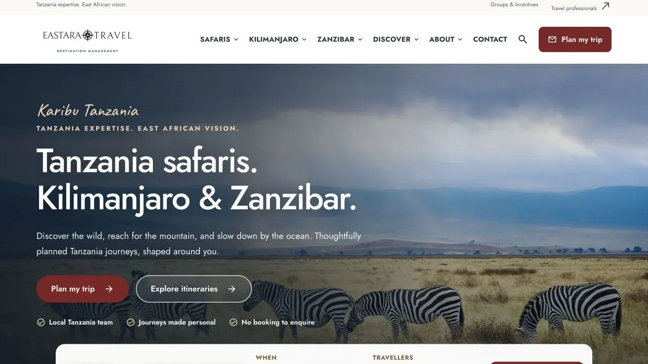 Eastara Travel website design