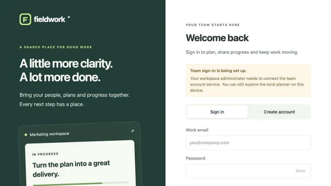 Fieldwork website homepage preview