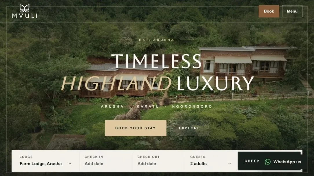 Mvuli Hotels website design