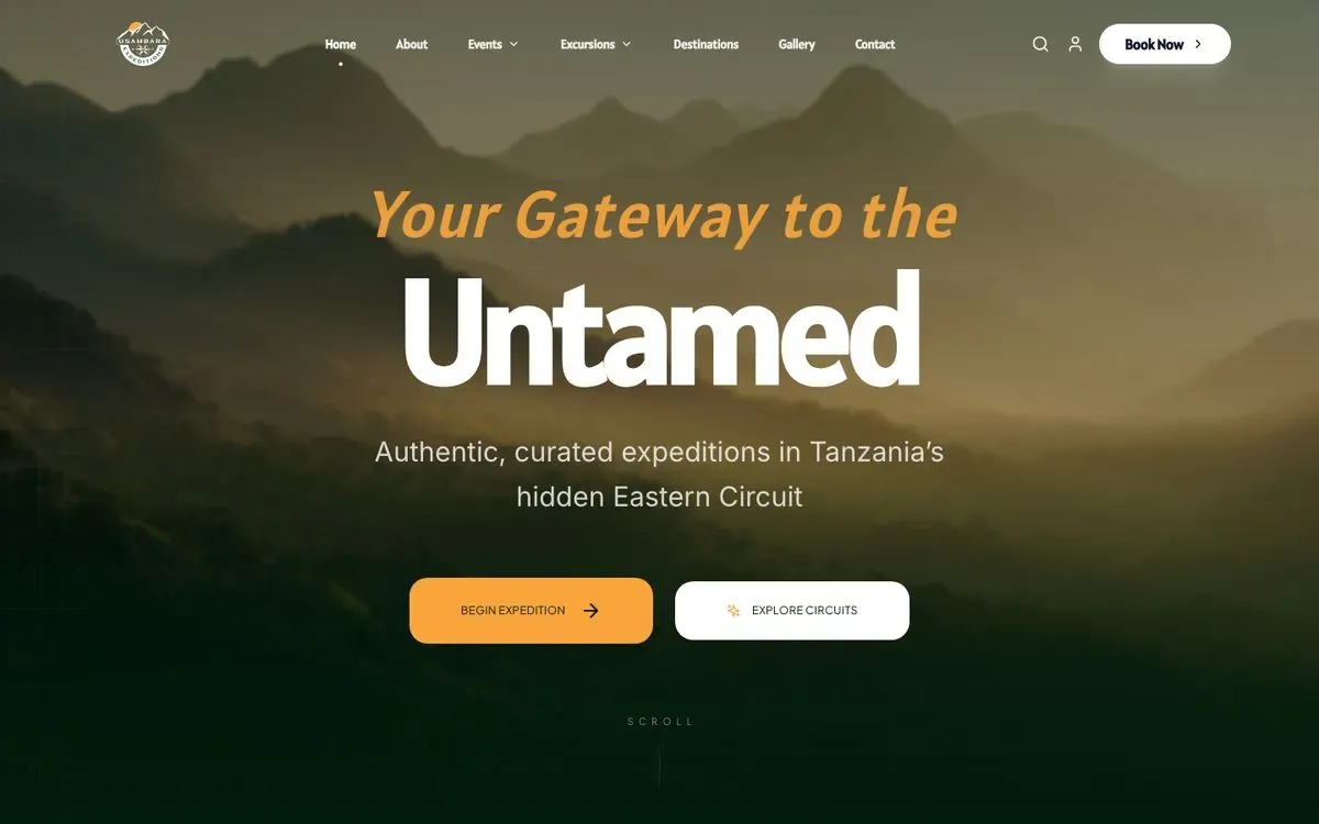 Usambara Expeditions website homepage preview