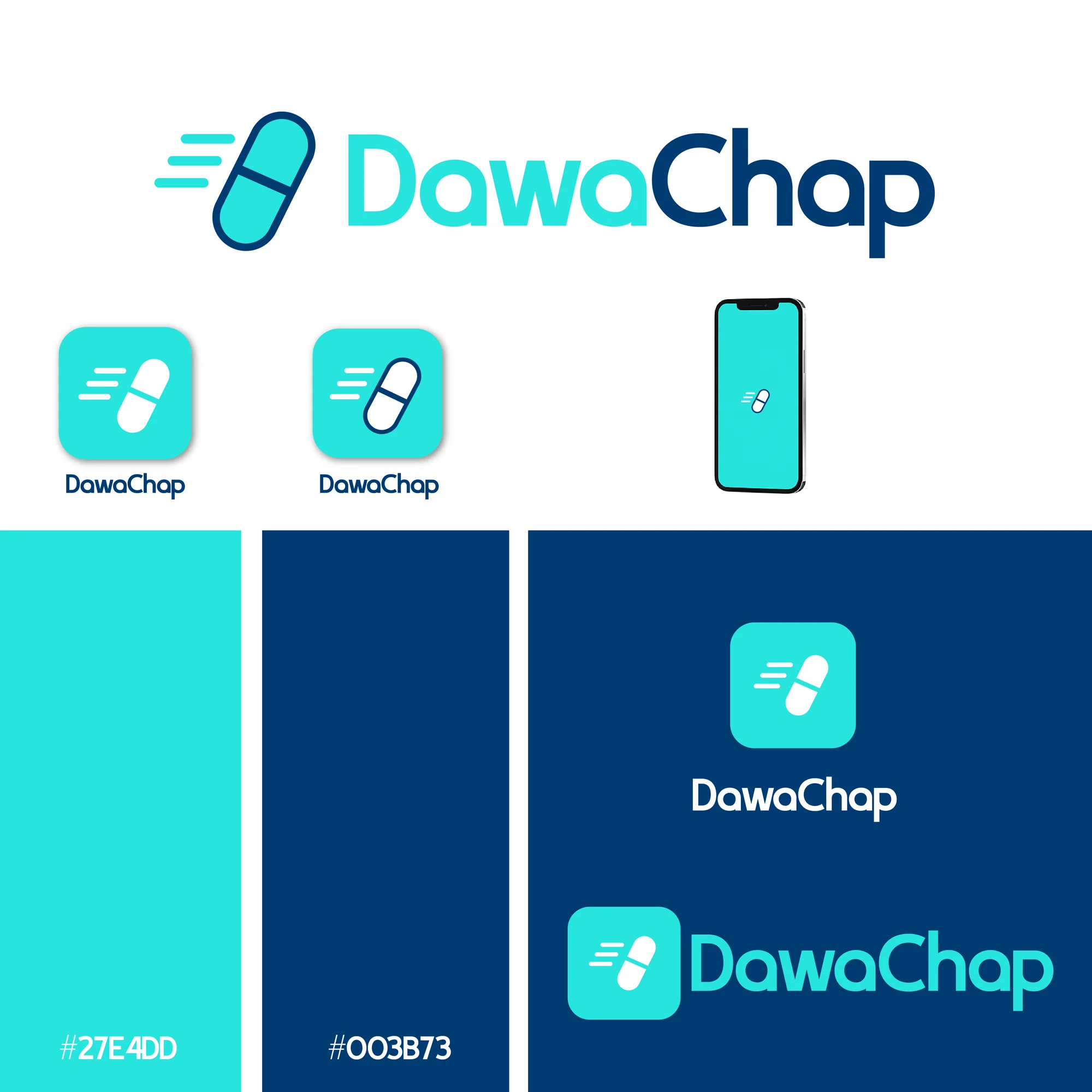 DawaChap turquoise and blue identity concept