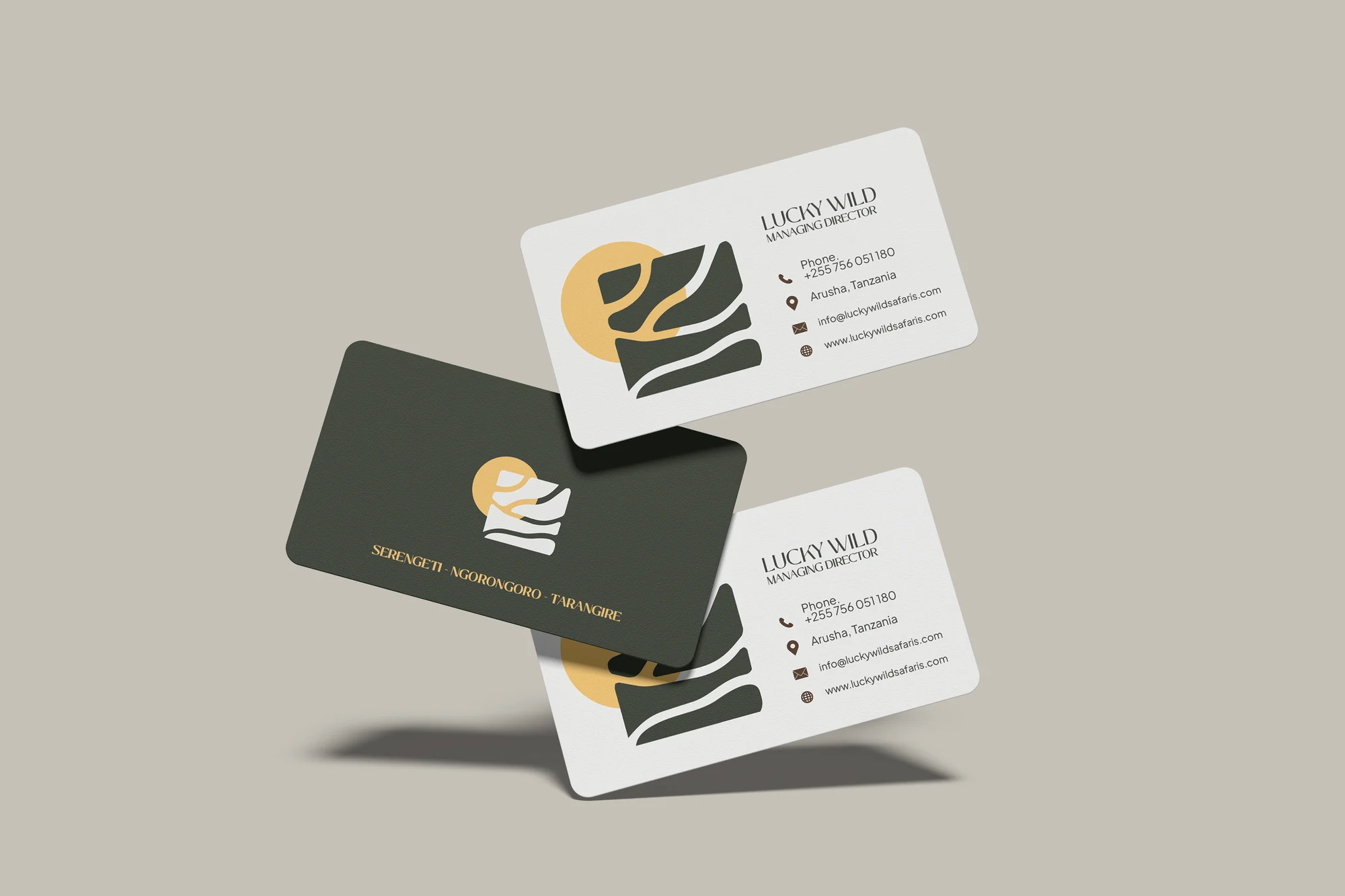 Lucky Wild Safaris business card mockup