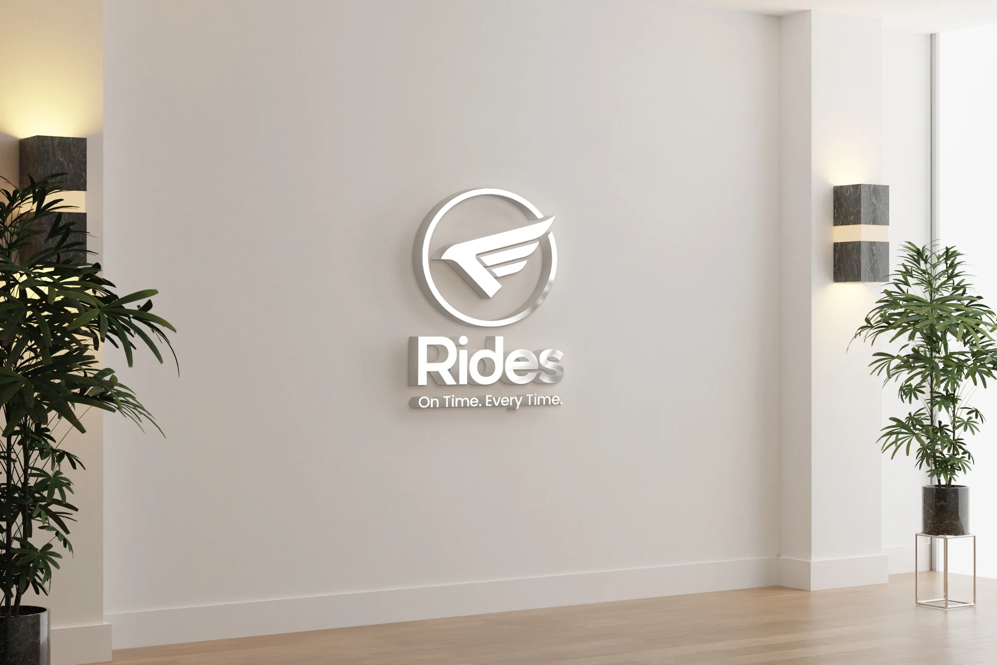 Rides TZ identity on an office wall